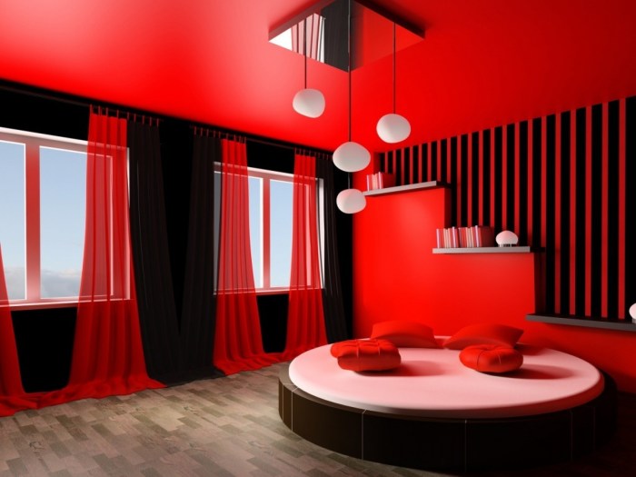 Red bedroom interior design