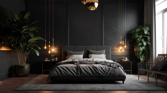 Black bedroom interior design