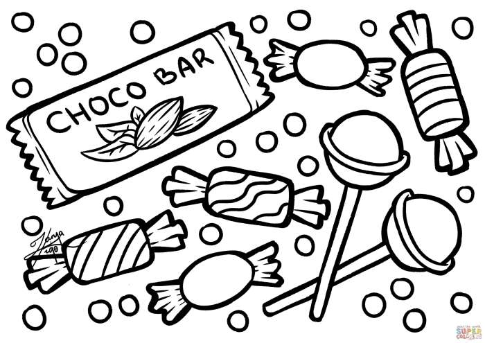 Candy coloring book pages