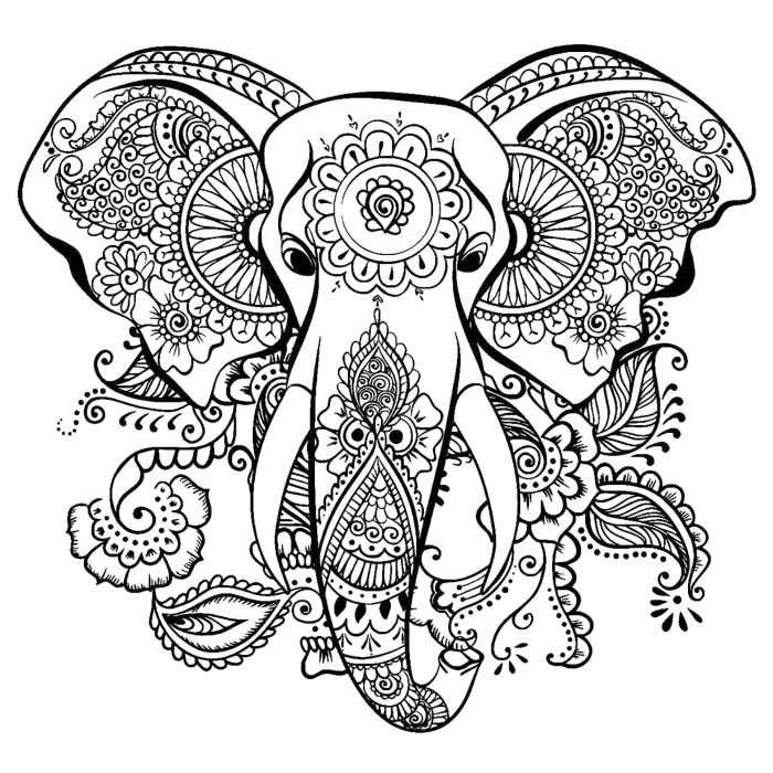 Coloring book pages of elephants