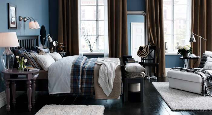 Brown blue bedroom design