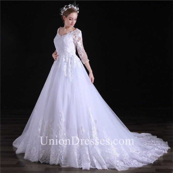 3 4 sleeve lace wedding dress