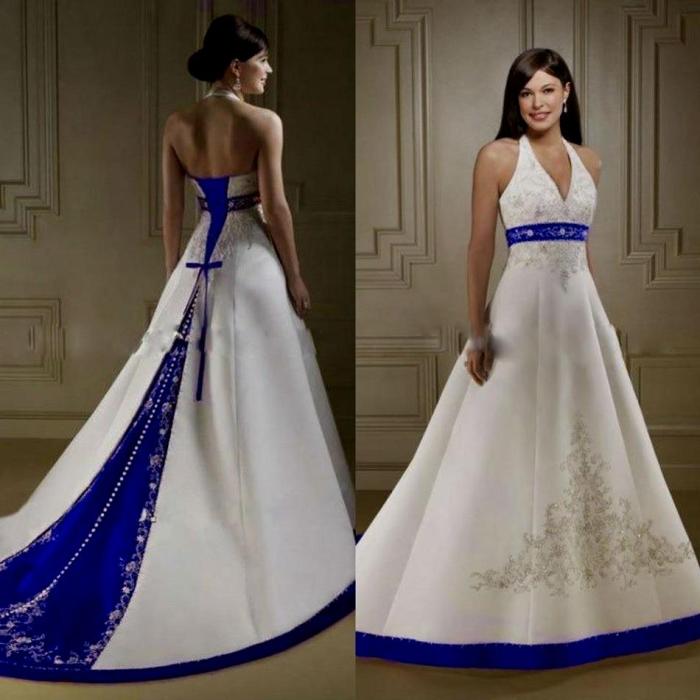 Women's blue wedding dress